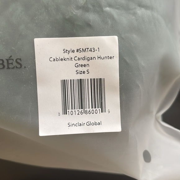 Sinclair Global Cableknit Cardigan Hunter Green Size Small - Picture 3 of 7